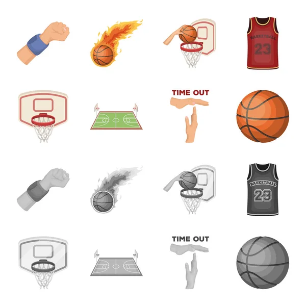 Basketball et attributs dessin animé, icônes monochromes dans la collection set pour design.Basketball joueur et équipement vectoriel symbole stock web illustration . — Image vectorielle