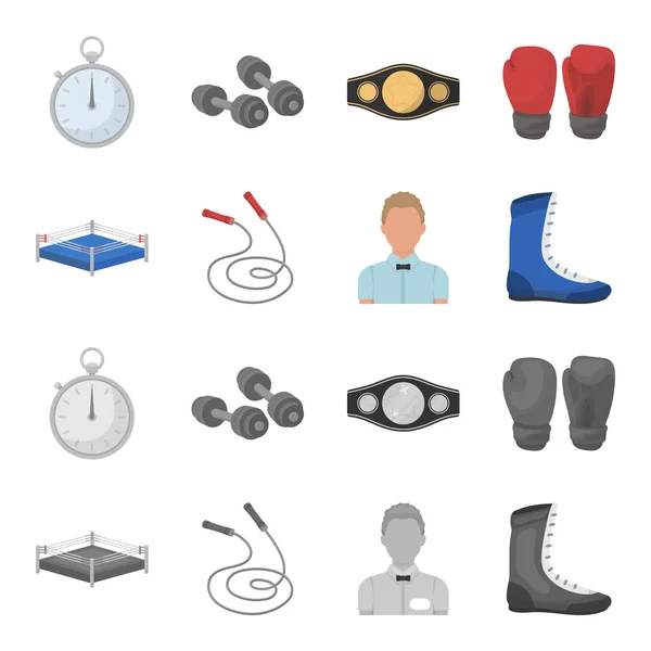 Ring, rope, referee, sneakers Boxing set collection icons in cartoon,monochrome style vector symbol stock illustration web. — Stock Vector