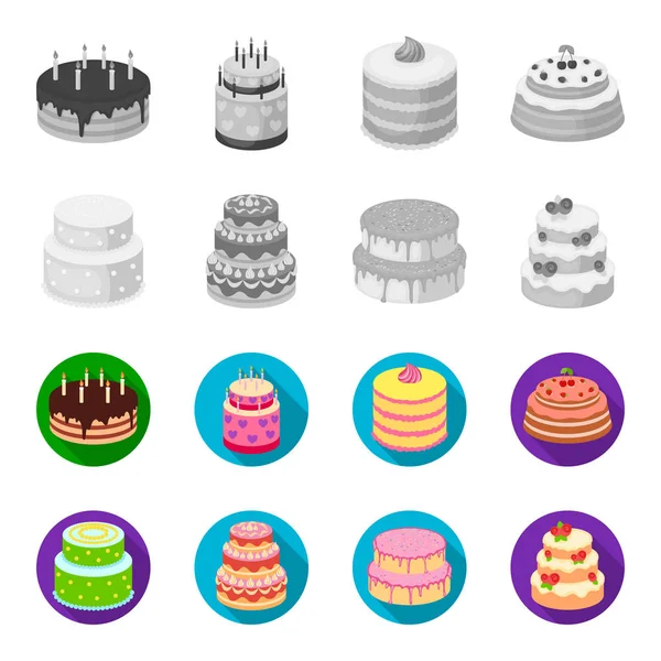Douceur, dessert, crème, mélasse. Gâteaux pays set collection icônes en monochrome, plat style vectoriel symbole illustration web . — Image vectorielle