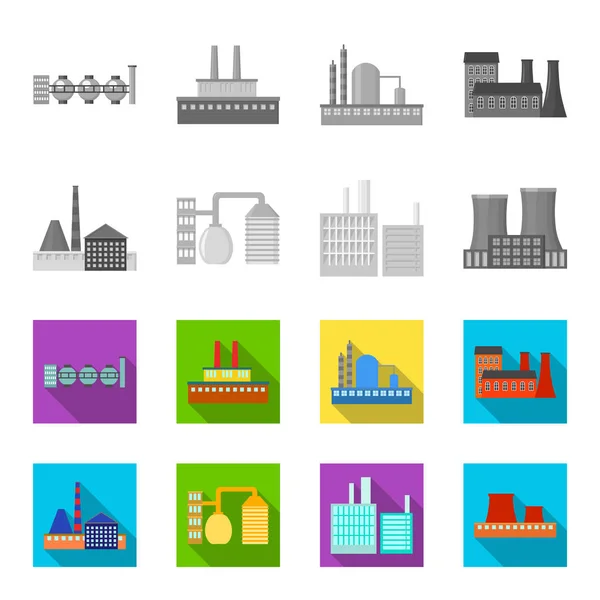 Industrie, productie. Fabriek instellen collectie iconen in zwart-wit, vlakke stijl vector symbool stock illustratie web. — Stockvector