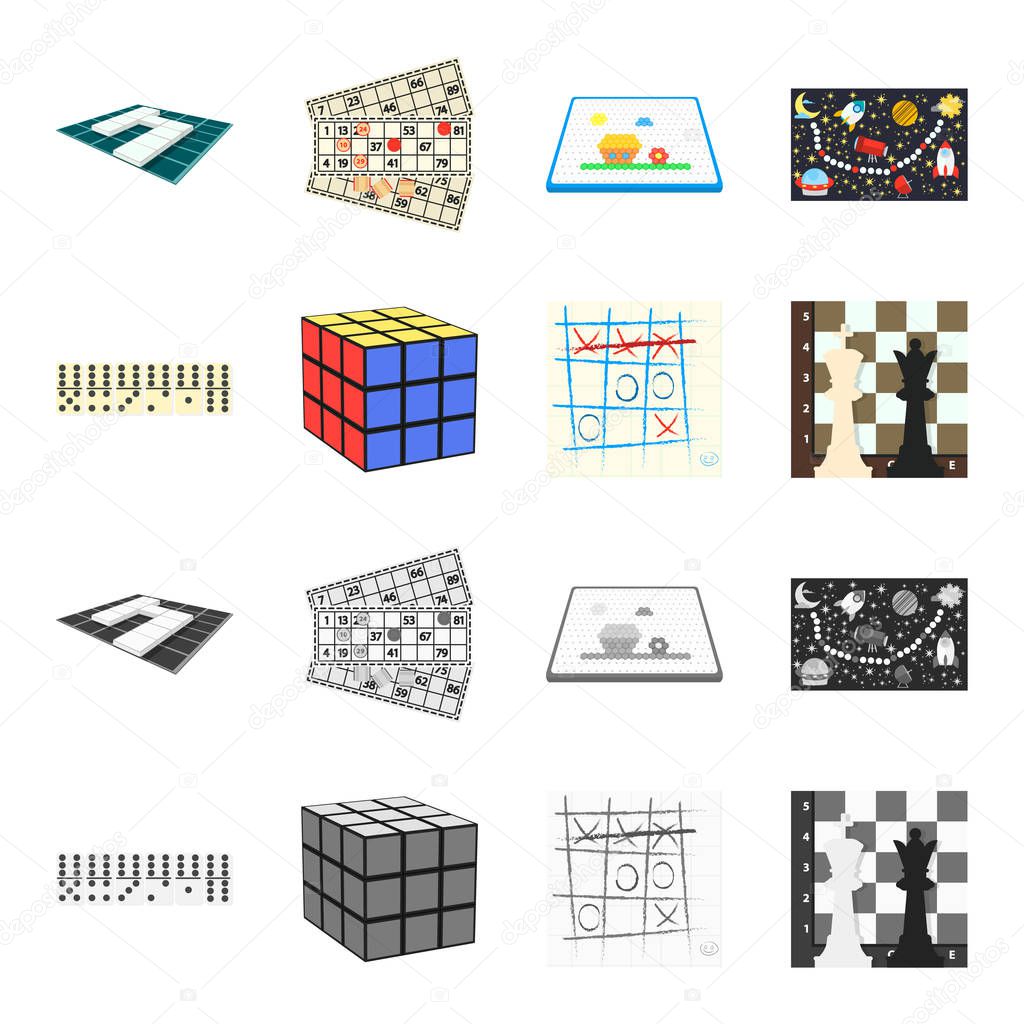 Board game cartoon,monochrome icons in set collection for design. Game and entertainment vector symbol stock  illustration.