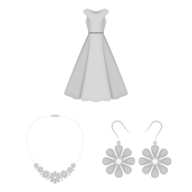 Giysi ve aksesuarları tek renkli simgeler set koleksiyonu tasarım için. Ayakkabı ve dekorasyon sembol stok web illüstrasyon vektör.