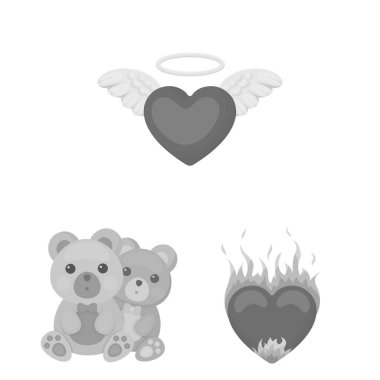 Set koleksiyonu tasarım için romantik ilişki tek renkli simgeler. Sevgi ve dostluk sembolü hisse senedi web illüstrasyon vektör.