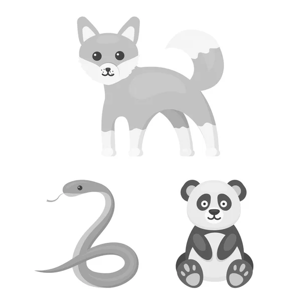 En orealistisk djur svartvita ikoner i set insamling för design. Leksaksdjur vektor symbol lager web illustration. — Stock vektor