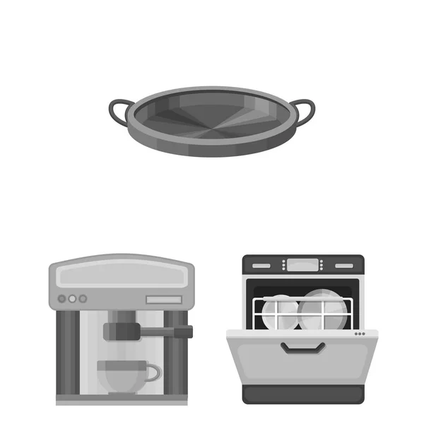 Køkken udstyr monokrom ikoner i sæt samling til design. Køkken og tilbehør vektor symbol lager web illustration . – Stock-vektor