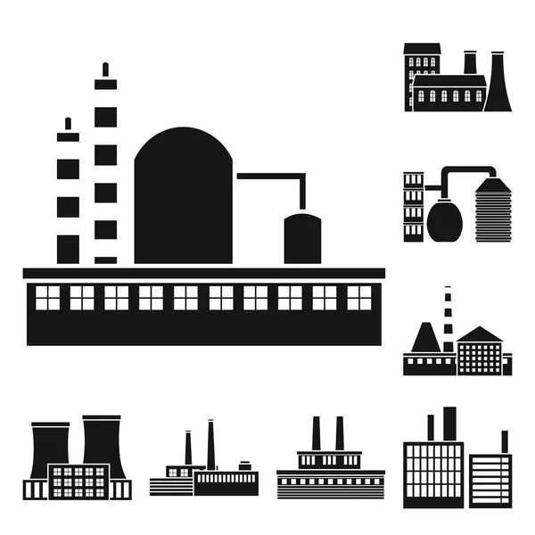 Factory and facilities black icons in set collection for design. Factory and equipment vector symbol stock web illustration. — Stock Vector