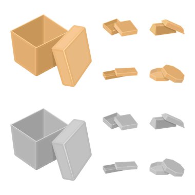 Dava, kabuk, çerçeve ve diğer web simgesi karikatür, tek renkli stil. Kutusu, konteyner, paket, küme koleksiyon simgeler.