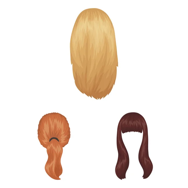 Iconos de dibujos animados de peinado femenino en colección de conjuntos para el diseño. Elegante corte de pelo vector símbolo stock web ilustración . — Vector de stock