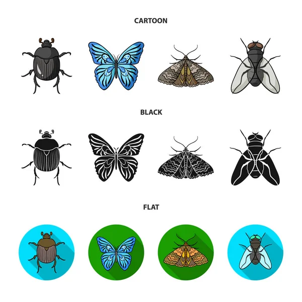Wrecker, parasite, nature, butterfly .Insects set collection icons in cartoon,black,flat style vector symbol stock illustration web. — Stock Vector