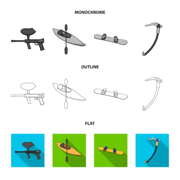 Δείκτη paintball, καγιάκ με κουπί, snowboard και αναρρίχηση πάγου ax. Ακραίο άθλημα συλλογή εικόνες που σε επίπεδη, περίγραμμα, μονόχρωμη στυλ διάνυσμα σύμβολο απόθεμα ενδεικτικά web. — Διανυσματικό Αρχείο