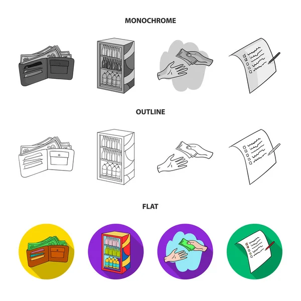 Purchase, goods, shopping, showcase .Supermarket set collection icons in flat, outline, monochrome style vector symbol stock illustration web . — стоковый вектор