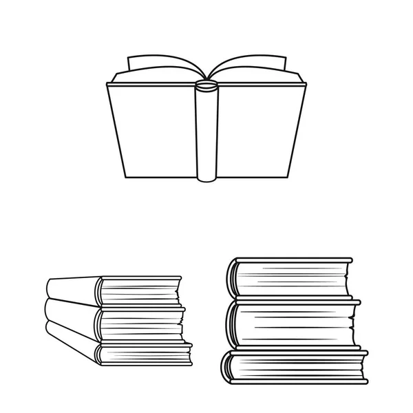 Iconos de contorno encuadernado libro en colección conjunto para el diseño. Productos impresos vector símbolo stock web ilustración . — Vector de stock