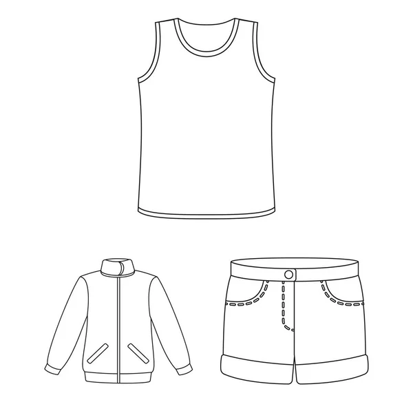Diferentes tipos de ícones de contorno de roupas na coleção de conjuntos para design. Roupas e estilo vetor símbolo web ilustração . —  Vetores de Stock
