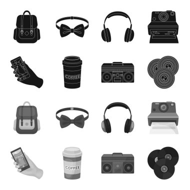 Yenilikçi, moda, Stil, alt kültür. Hippi tarzı toplama simgeler siyah, tek renkli stil vektör simge stok çizim web içinde ayarla..