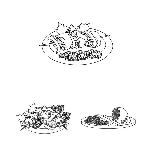 Cozinhar ícones de contorno de comida na coleção de conjuntos para design. Cozinha, equipamentos e ferramentas símbolo vetorial ilustração web . —  Vetores de Stock