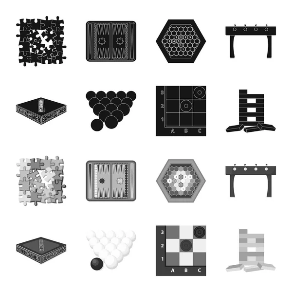 Juego de mesa negro, iconos monocromáticos en la colección de conjuntos para el diseño. Juego y entretenimiento vector símbolo stock web ilustración . — Vector de stock