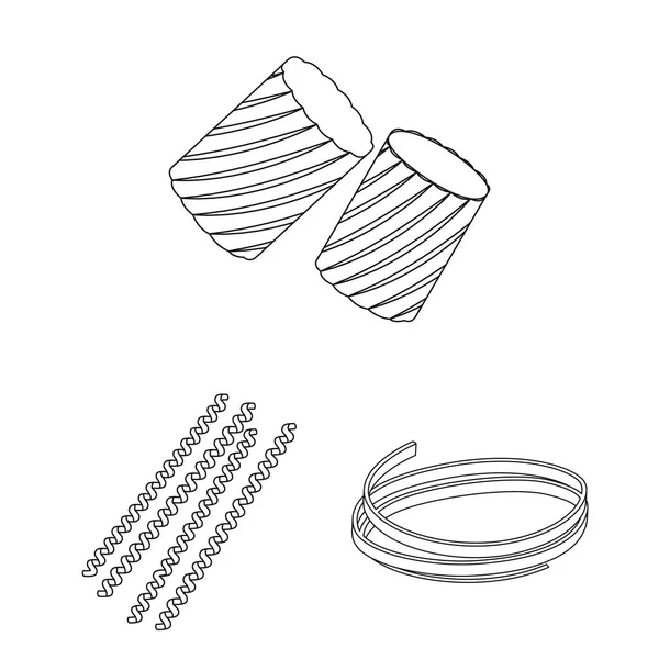 Set koleksiyonu tasarım için makarna anahat simgeleri türleri. Vektör simge stok web illüstrasyon yemek için makarna düşündüm.
