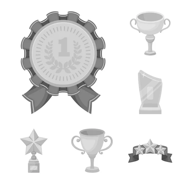 Awards and trophies monochrome icons in set collection for design.Reward and achievement vector symbol stock web illustration. — Stock Vector