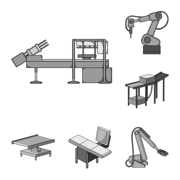 Attrezzature e icone monocromatiche nella collezione di set per il design. progresso tecnico del simbolo vettoriale di fabbrica stock web illustrazione . — Vettoriale Stock