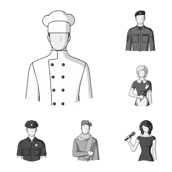 Mensen van verschillende beroepen zwart-wit pictogrammen in set collectie voor design. Werknemer en specialist vector symbool voorraad web illustratie. — Stockvector