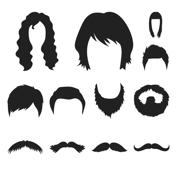 Mustache and beard, hairstyles black icons in set collection for design. Stylish haircut vector symbol stock web illustration. — Stock Vector