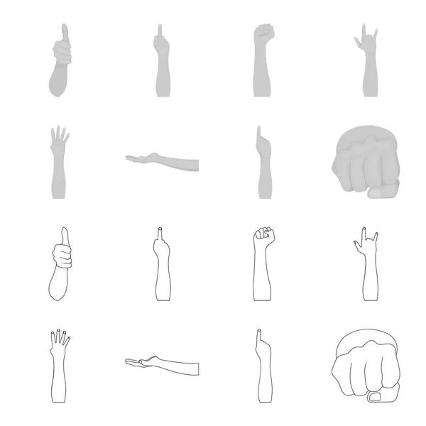 Sign Language outline, monochrome icons in set collection for design.Emotional part of communication vector symbol stock web illustration . — стоковый вектор