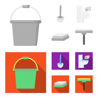 Temizlik ve hizmetçi tek renkli, set koleksiyonu tasarım için düz simgeler. Vektör simge stok web illüstrasyon Temizleme için donatım.