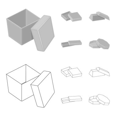 Dava, kabuk, çerçeve ve diğer web simgesi anahat, tek renkli stil. Kutusu, konteyner, paket, küme koleksiyon simgeler.