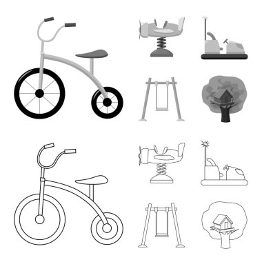 Bir bahar, değişim ve diğer cihazlar uçakta. Bahçesi toplama simgeler anahat, tek renkli stil vektör simge stok çizim web ayarla..