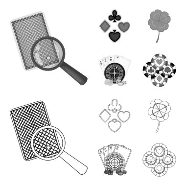 Heyecan, casino, oyun ve diğer web simgesi anahat, tek renkli stil. Hile, eğlence, eğlence, küme koleksiyon simgeler.