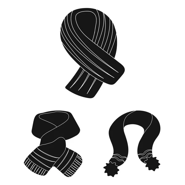 Schal und Schal schwarze Symbole im Set Kollektion für design.Kleidung und Accessoires Vektor Symbol Stock Web-Illustration. — Stockvektor