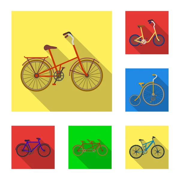 Diverses bicyclettes icônes plates dans la collection ensemble pour le design. Le type de transport vectoriel symbole stock web illustration . — Image vectorielle