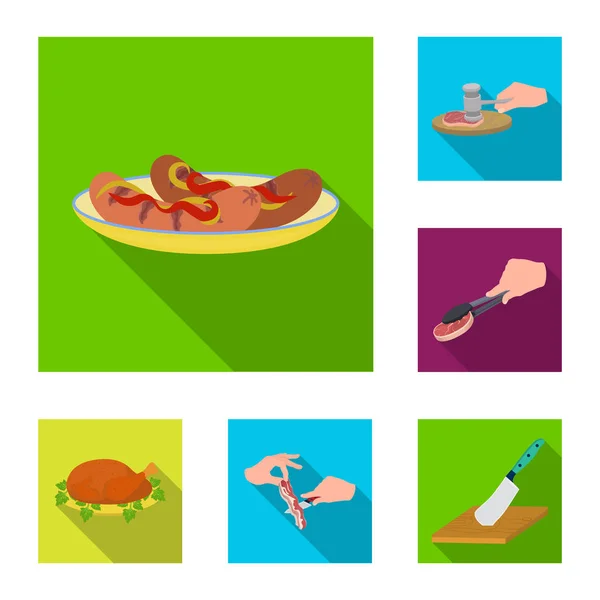 Cocinar alimentos iconos planos en la colección de conjuntos para el diseño. Cocina, equipo y herramientas vector símbolo stock web ilustración . — Vector de stock