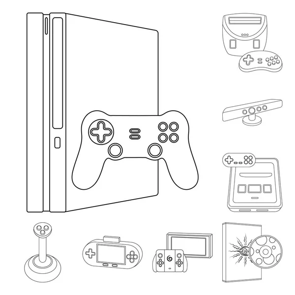 Console de jeu et réalité virtuelle contour icônes dans la collection ensemble pour design.Game Gadgets vecteur symbole stock illustration web . — Image vectorielle