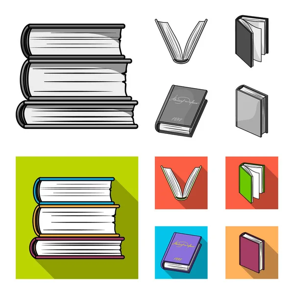 Différents types de livres. Livres mis icônes de collection en monochrome, style plat vectoriel symbole illustration web . — Image vectorielle