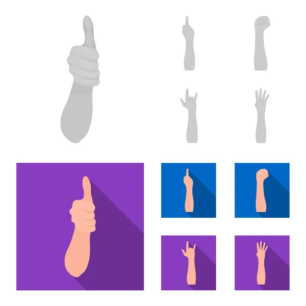 Langue des signes monochrome, des icônes plates dans la collection ensemble pour le design.Emotional partie de la communication vectoriel symbole stock illustration web . — Image vectorielle