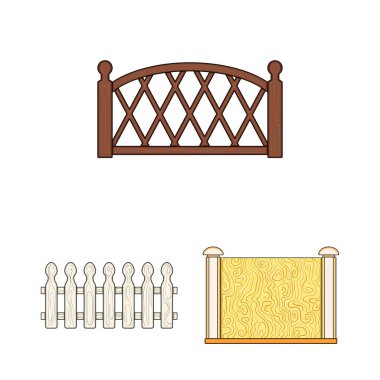 Set koleksiyonu tasarım için farklı çit karikatür simgeler. Dekoratif eskrim sembol stok web illüstrasyon vektör.