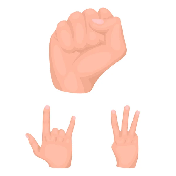 Handgesten Cartoon-Ikonen in Set-Kollektion für Design. Handfläche und Finger Vektor Symbol Stock Web Illustration. — Stockvektor