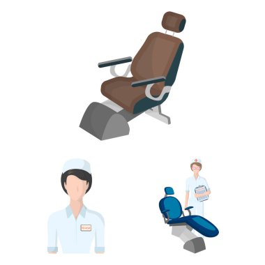 Set koleksiyonu tasarım için ilaç ve tedavi karikatür simgeler. Hastane ve ekipman sembol stok web illüstrasyon vektör.