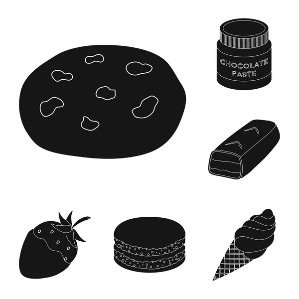 Suklaa Jälkiruoka musta kuvakkeet asetettu kokoelma suunnitteluun. Suklaa ja Sweets vektori symboli varastossa web kuva . — vektorikuva