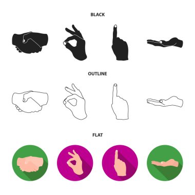 El sıkışma, Tamam, Endeksi, palm. El gesturesv koleksiyonu Icons set siyah, düz, anahat stili vektör simge stok çizim web.