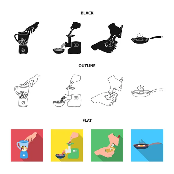 Equipo, electrodomésticos, electrodomésticos y otro icono de la web en negro, plano, estilo de contorno., cocinero, tutsi. Cocina, iconos en la colección de conjuntos . — Vector de stock
