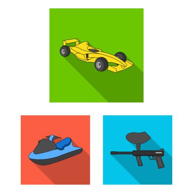 Aşırı spor set koleksiyonu tasarım için düz simgeler. Spor çeşitleri simge stok web illüstrasyon vektör.