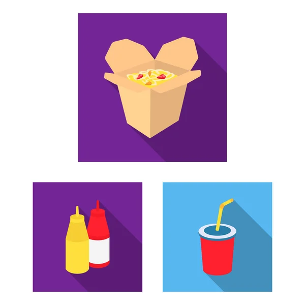Fast food icone piatte in collezione set per il design.Food da semilavorati vettoriale simbolo stock web illustrazione . — Vettoriale Stock