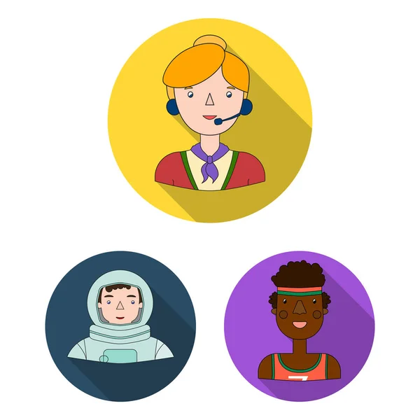 People of different professions flat icons in set collection for design. Worker and specialist vector symbol stock web illustration.