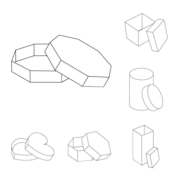 Verschiedene Schachteln umreißen Symbole in der Set-Kollektion für die Gestaltung. Verpackung Box Vektor Symbol Stock Web-Illustration. — Stockvektor