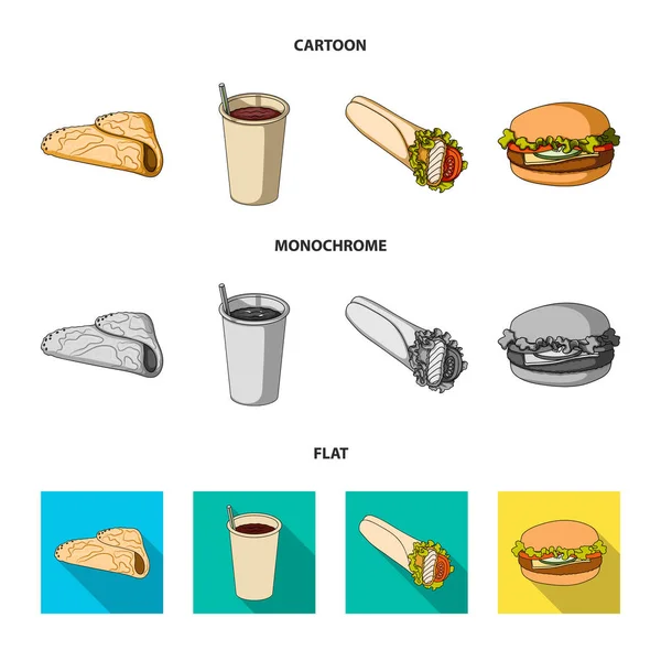 Schnell, mahlzeit, essen und andere web-icon in cartoon, flach, monochrom style.pfannkuchen, mehl, produkte, symbole in set-sammlung. — Stockvektor