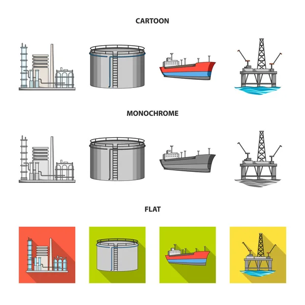 Oil refinery, tank, tanker, tower. Oil set collection icons in cartoon,flat,monochrome style vector symbol stock illustration web.