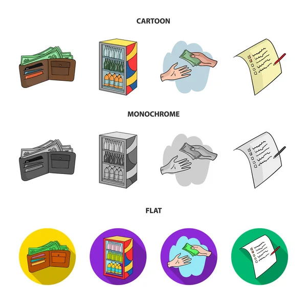 Compra, bens, compras, vitrine. Ícones de coleção de conjunto de supermercado em desenhos animados, plana, estilo monocromático símbolo vetorial ilustração web . — Vetor de Stock