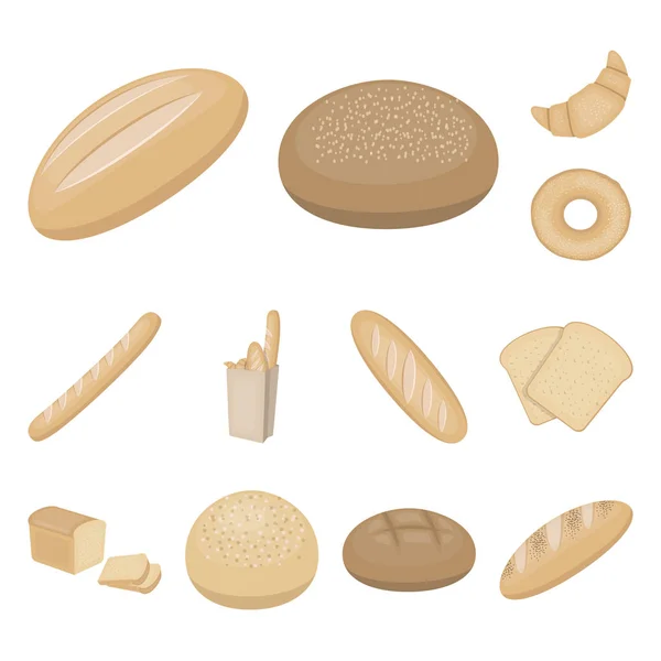 Хлебные карикатуры в наборе для оформления. Векторные символы хлебобулочных изделий . — стоковый вектор
